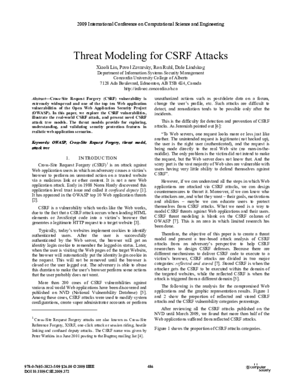 (PDF) Threat Modeling for CSRF Attacks