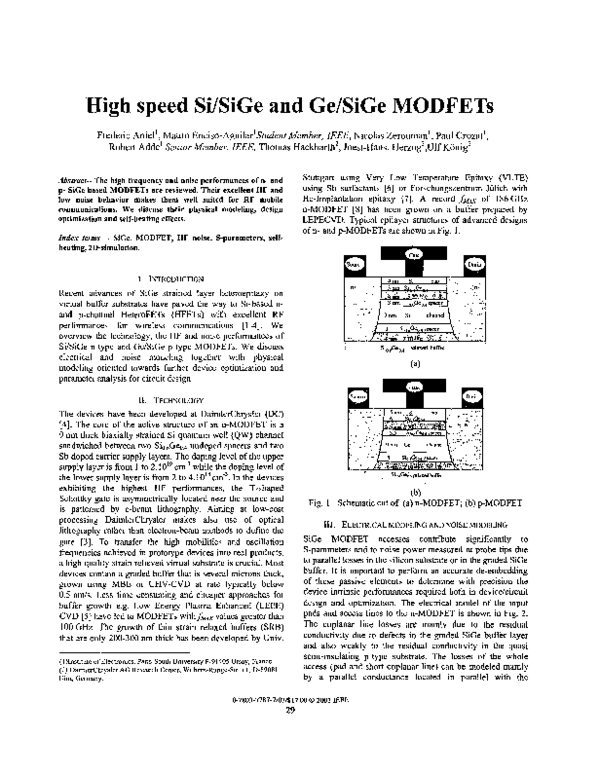 (PDF) High speed Si/SiGe and Ge/SiGe MODFETs