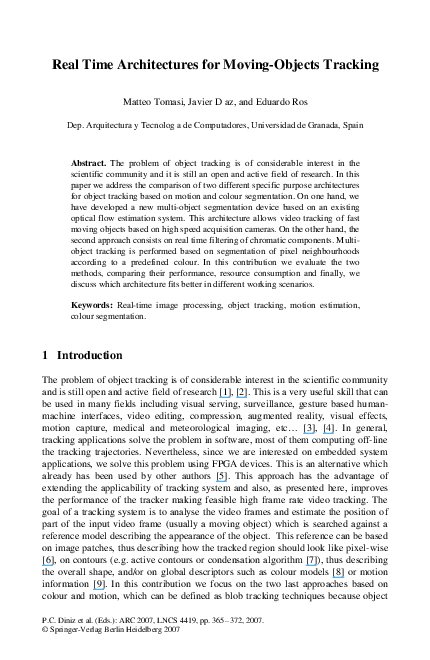 (PDF) Real Time Architectures for Moving-Objects Tracking