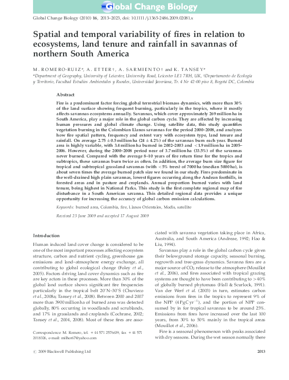 (PDF) Spatial and temporal variability of fires in relation to ...