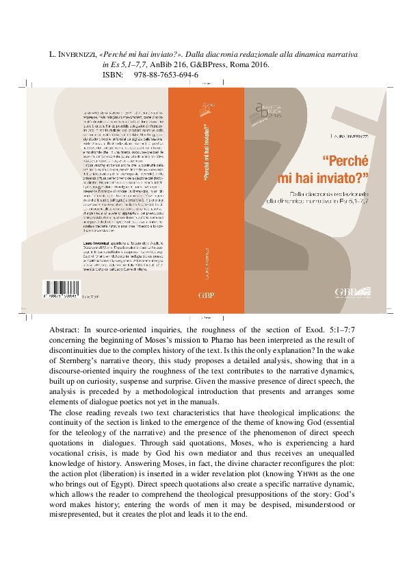 (PDF) L. Invernizzi, «Perché mi hai inviato?». Dalla diacronia ...