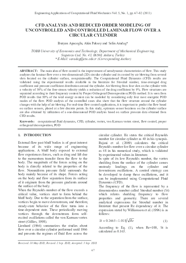 (PDF) CFD Analysis and Reduced Order Modeling of Uncontrolled and ...