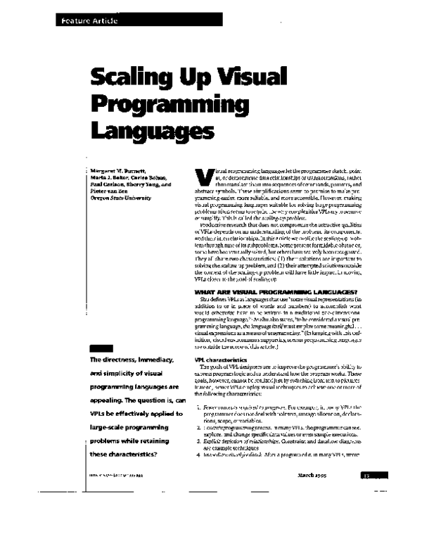 (PDF) Scaling Up Visual Programming Languages