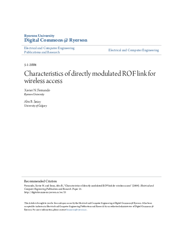(PDF) Characteristics of directly modulated ROF link for wireless access