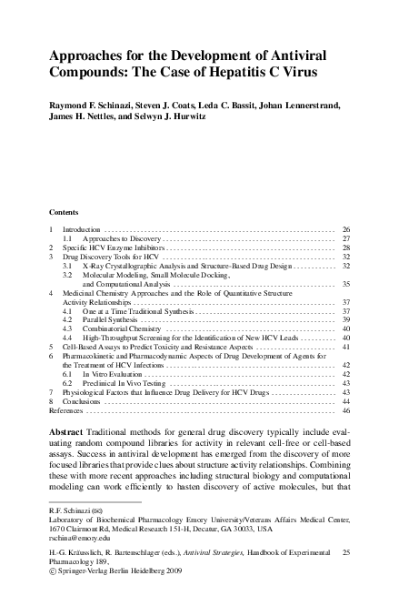 (PDF) Approaches for the Development of Antiviral Compounds: The Case ...