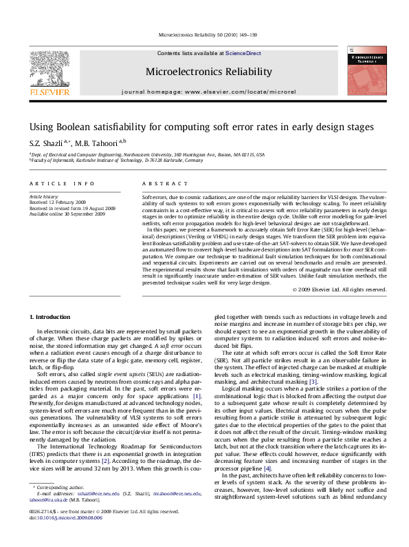 (PDF) Using Boolean satisfiability for computing soft error rates in ...