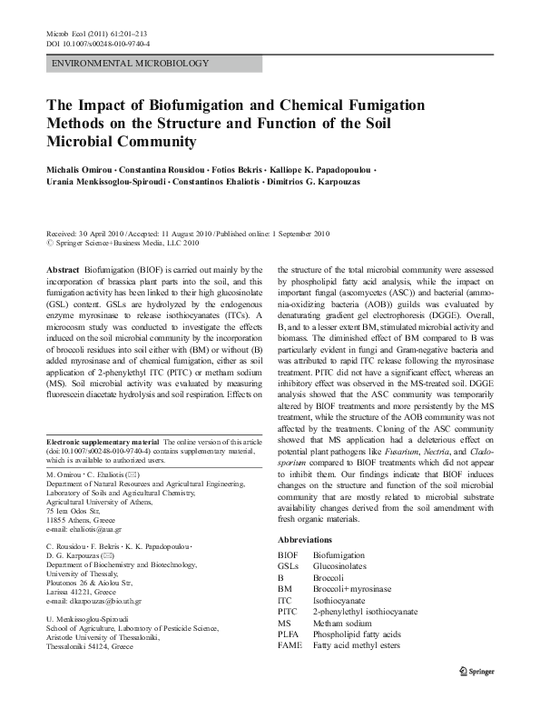(PDF) The Impact of Biofumigation and Chemical Fumigation Methods on ...
