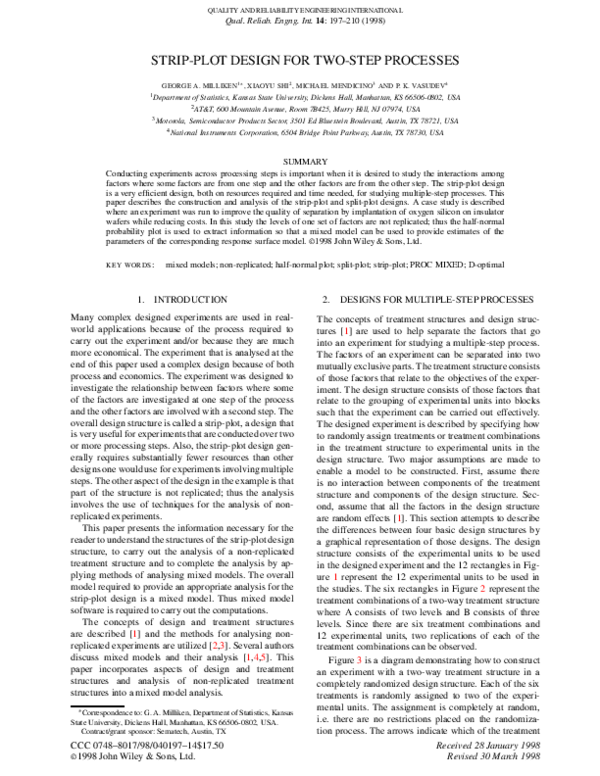  PDF Strip plot Design For Two step Processes P Vasudev Academia edu