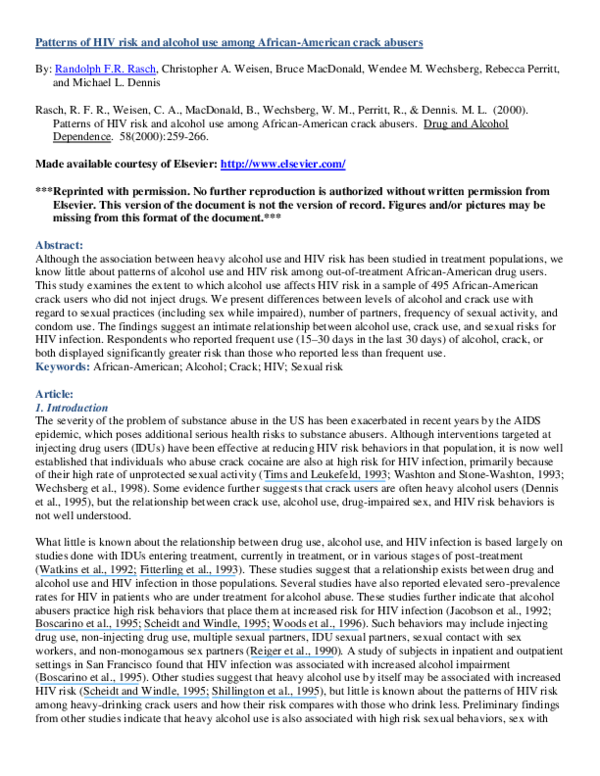 (PDF) Patterns of HIV risk and alcohol use among African-American crack ...