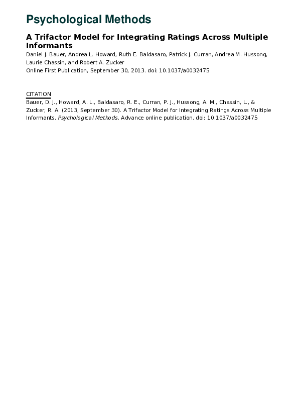 (PDF) A trifactor model for integrating ratings across multiple informants