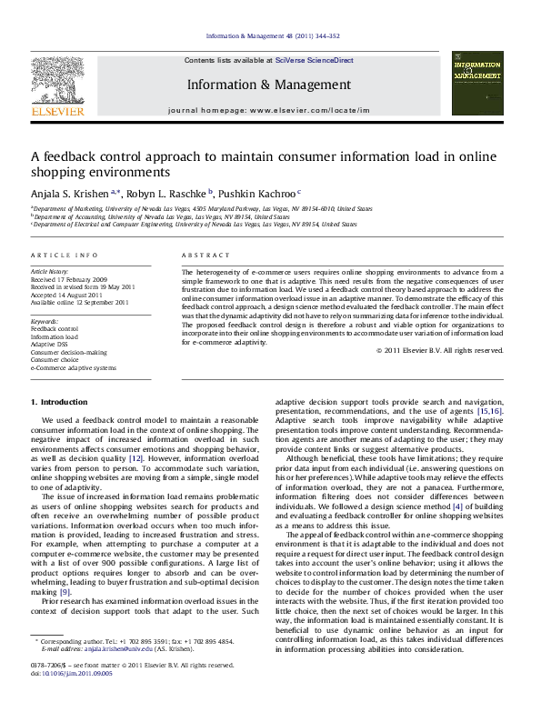 (PDF) A feedback control approach to maintain consumer information load