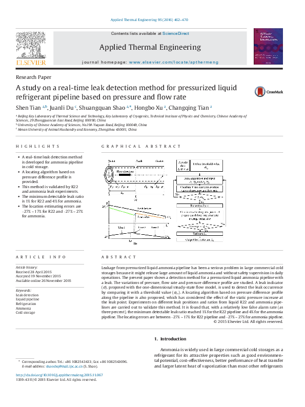 (PDF) A study on a real-time leak detection method for pressurized ...
