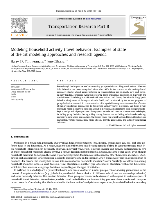 (PDF) Modeling household activity travel behavior: Examples of state of ...