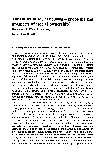 (PDF) The Future of Social Housing - Problems and Prospects of ‘Social ...