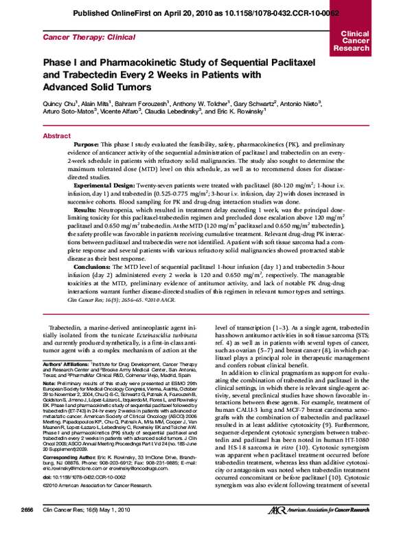 (PDF) Phase I and Pharmacokinetic Study of Sequential Paclitaxel and ...