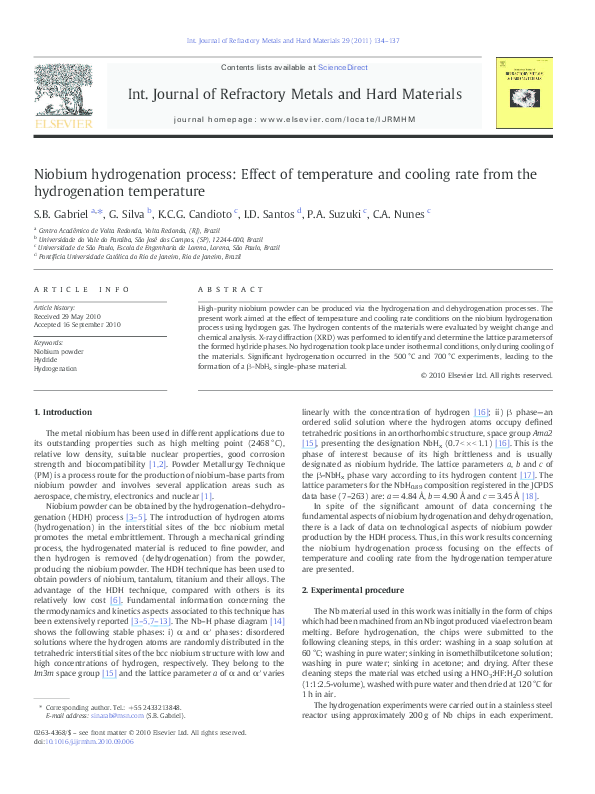 (PDF) Niobium hydrogenation process: Effect of temperature and cooling ...