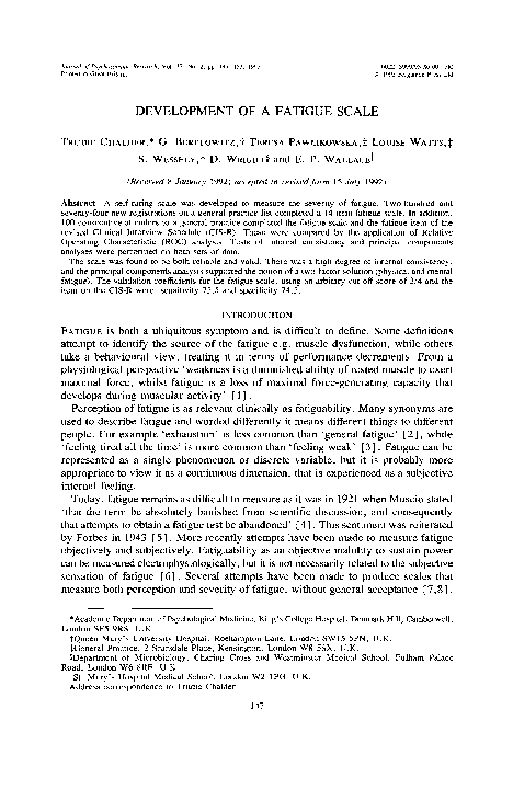 (PDF) Development of a fatigue scale
