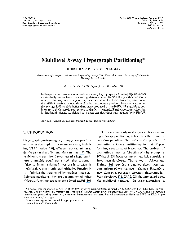 (PDF) Multilevel k -way hypergraph partitioning