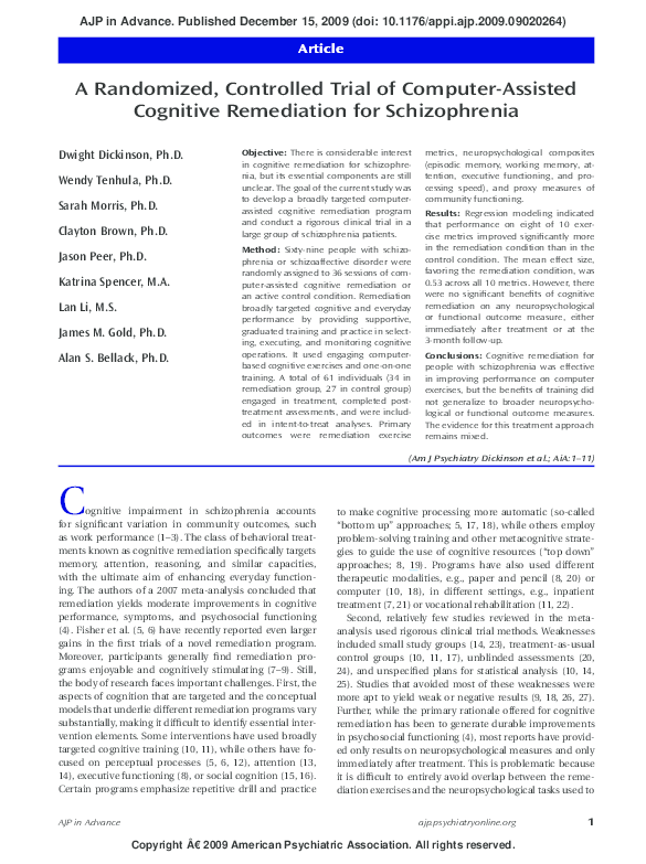 (PDF) A Randomized, Controlled Trial of Computer-Assisted Cognitive ...