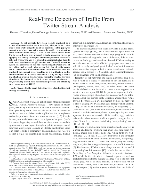 (PDF) Real-Time Detection of Traffic From Twitter Stream Analysis