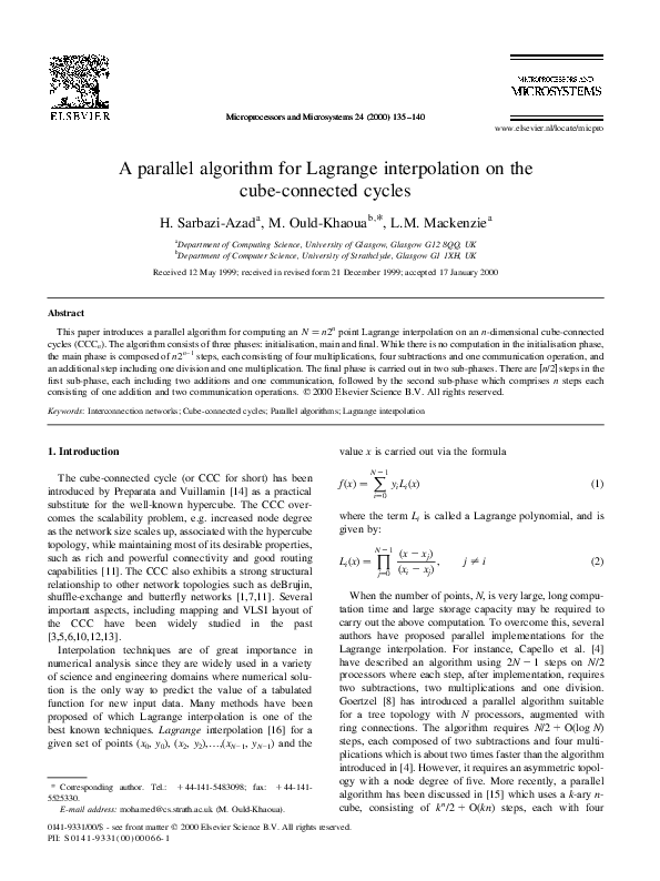 (PDF) A Parallel Algorithm for Lagrange Interpolation on the Star Graph