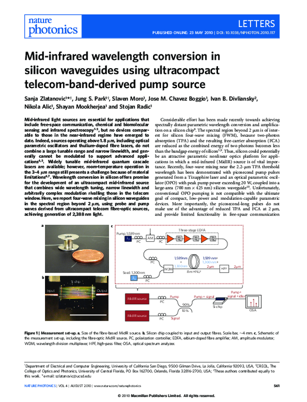 (PDF) Mid-Infrared Wavelength Conversion in Silicon Waveguides Pumped ...