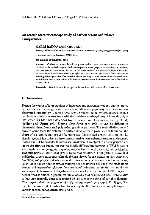 (PDF) An atomic force microscope study of carbon onions and related ...