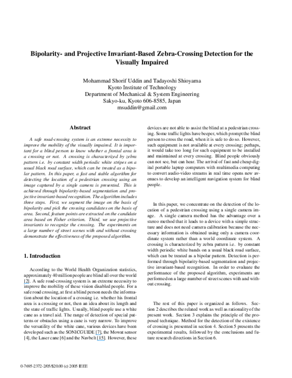 (PDF) Bipolarity and Projective Invariant-Based Zebra-Crossing