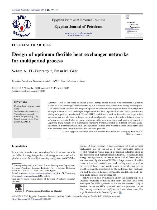 (PDF) Design of optimum flexible heat exchanger networks for ...