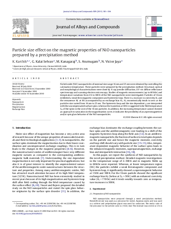 (PDF) Particle size effect on the magnetic properties of NiO ...