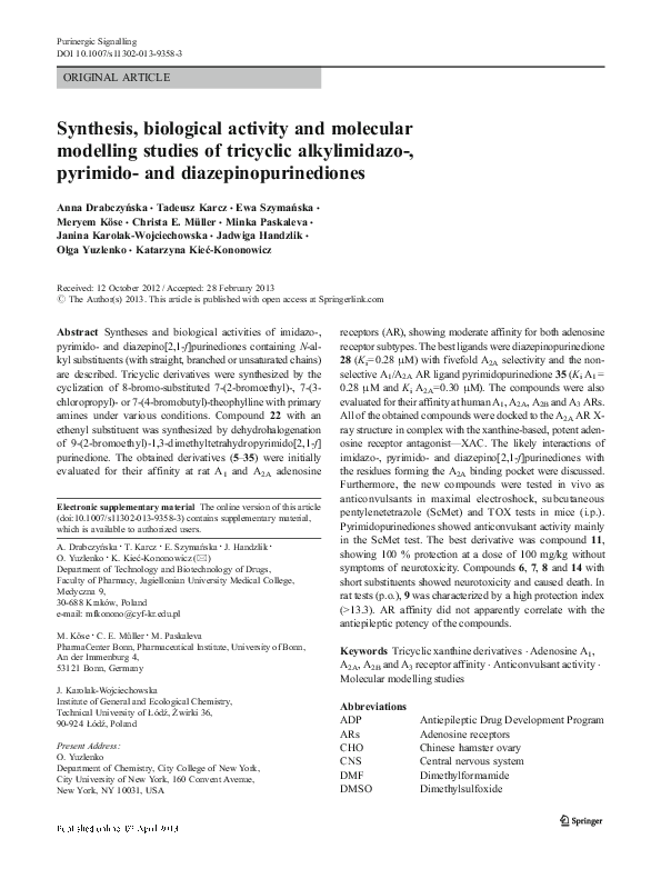 (PDF) Synthesis, Biological Activity and Molecular Modeling of 6 ...