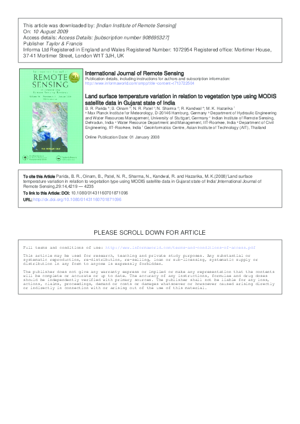 (PDF) Land surface temperature variation in relation to vegetation type ...
