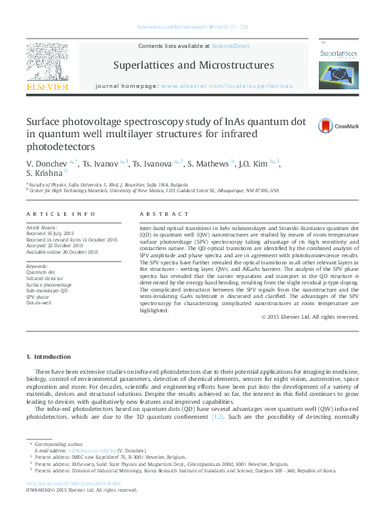 (PDF) Surface photovoltage spectroscopy study of InAs quantum dot in ...