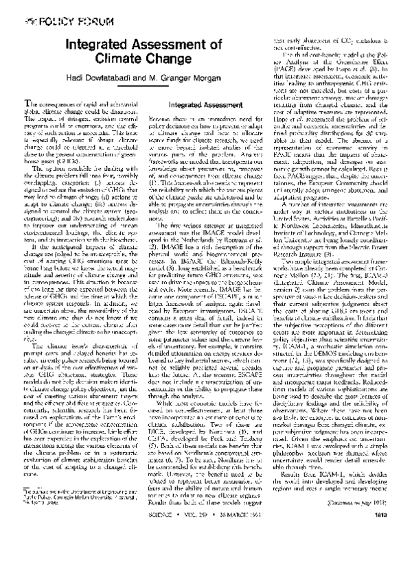 (PDF) Integrated Assessment of Climate Change