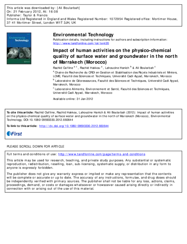 (PDF) Impact of human activities on the physico-chemical quality of ...