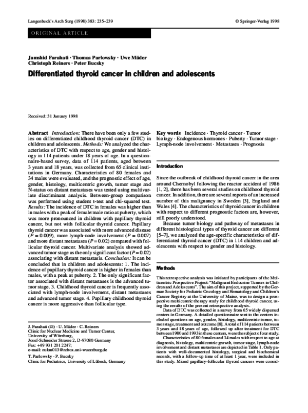 (PDF) Differentiated thyroid cancer in children and adolescents