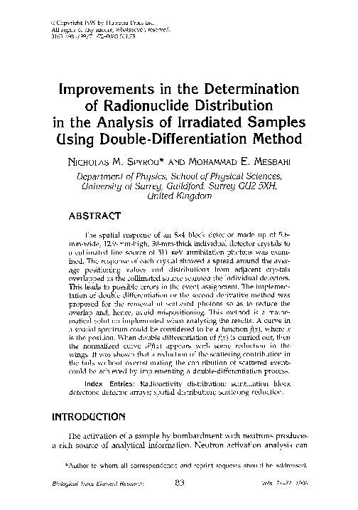 (PDF) Improvements in the determination of radionuclide distribution in ...