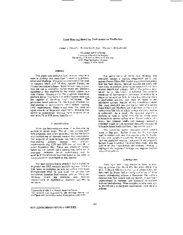 (PDF) Load sharing based on task resource prediction
