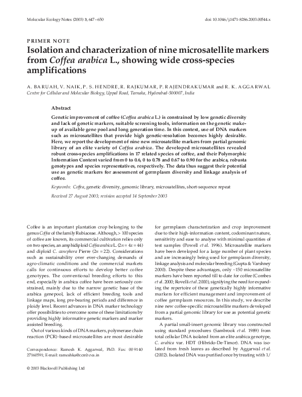 (PDF) Isolation and characterization of nine microsatellite loci from ...