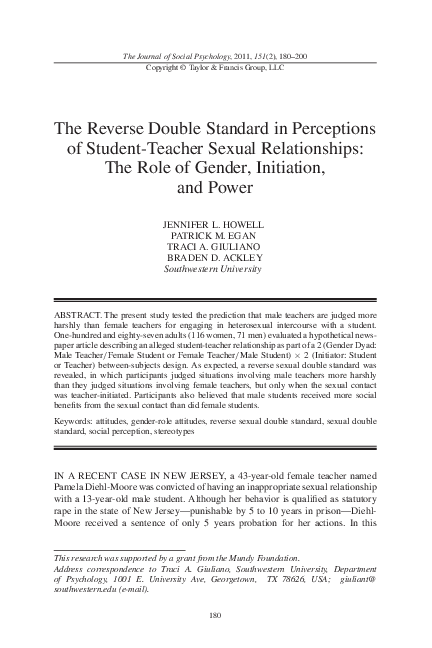(PDF) The Reverse Double Standard in Perceptions of Student-Teacher ...