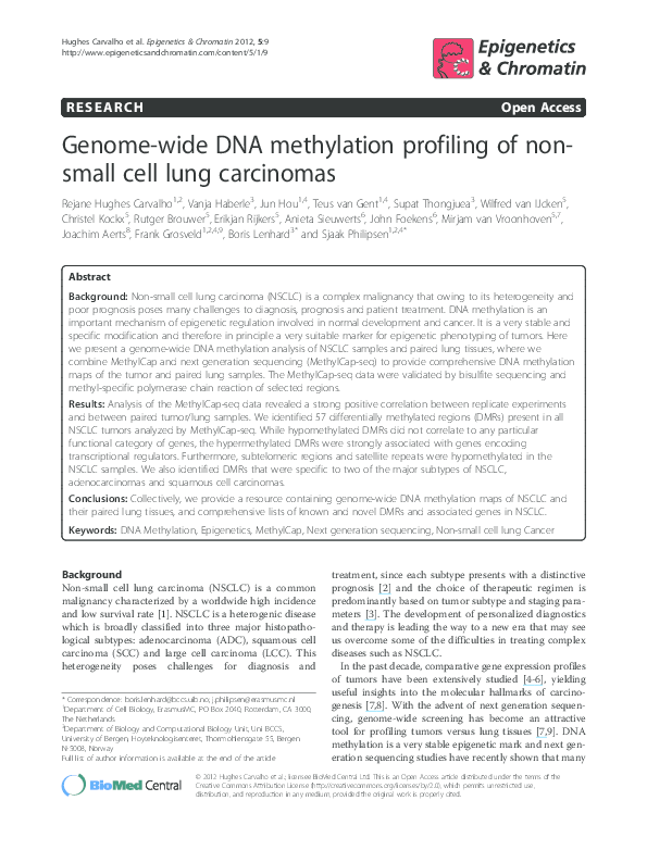 (PDF) Genome-wide DNA methylation profiling of non-small cell lung ...