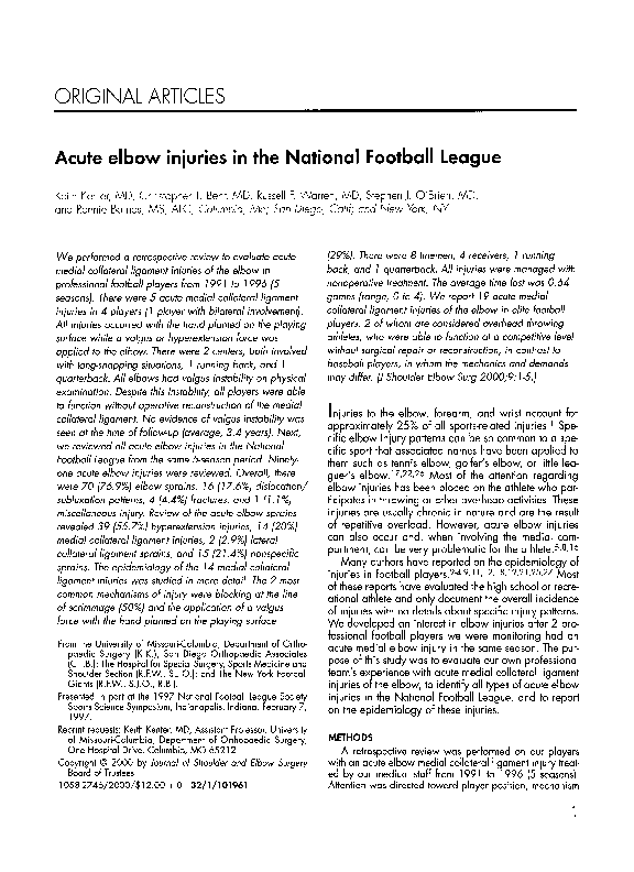 (PDF) Acute elbow injuries in the National Football League