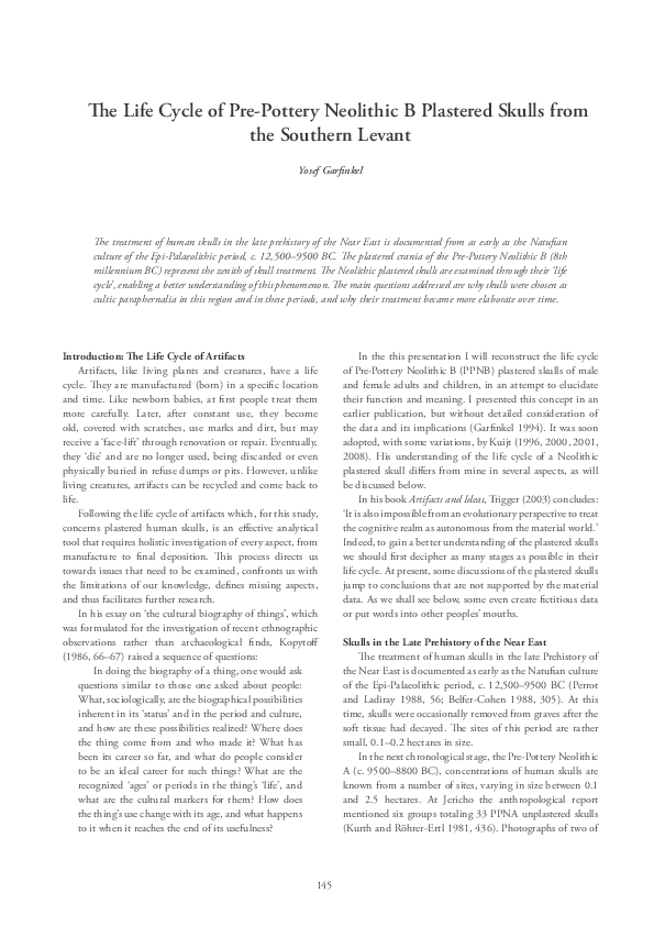 (PDF) Y. Garfinkel. 2014. The Life Cycle of Pre-Pottery Neolithic B ...