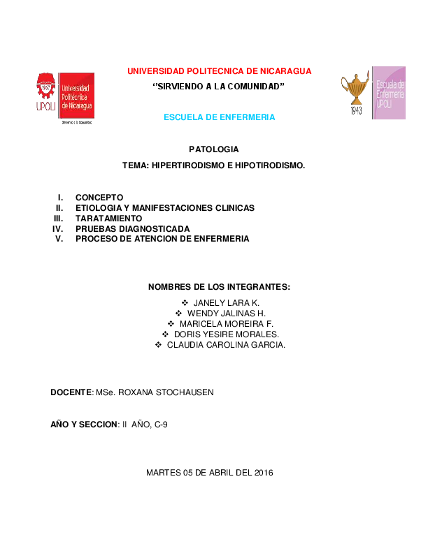 Hipotiroidismo cuidados de enfermeria pdf