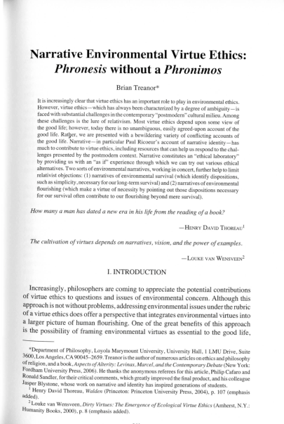 (PDF) Narrative Environmental Virtue Ethics: Phronesis without a Phronimos