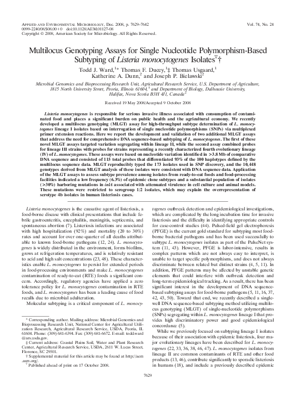 (PDF) Multilocus Genotyping Assays for Single Nucleotide Polymorphism ...