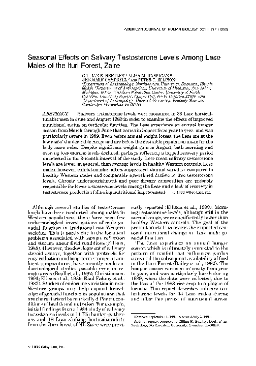 (PDF) Seasonal effects on salivary testosterone levels among lese males ...