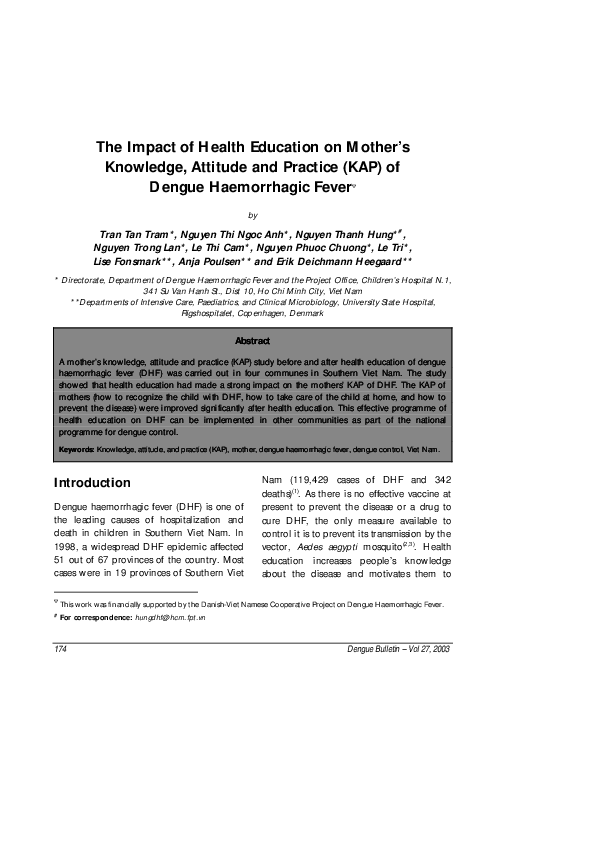 (PDF) The Impact of Health Education on Mother's Knowledge, Attitude ...
