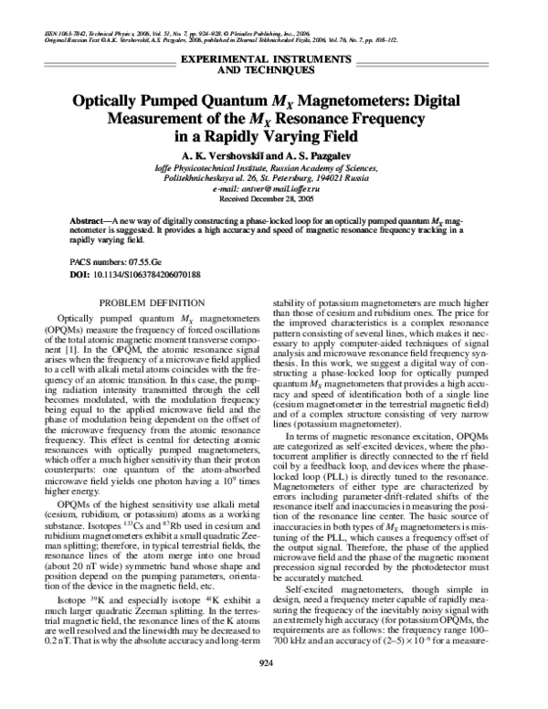(PDF) Optically pumped quantum M X magnetometers: Digital measurement ...