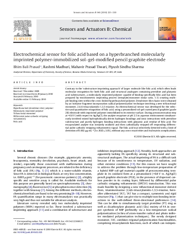 (PDF) Electrochemical sensor for folic acid based on a hyperbranched ...